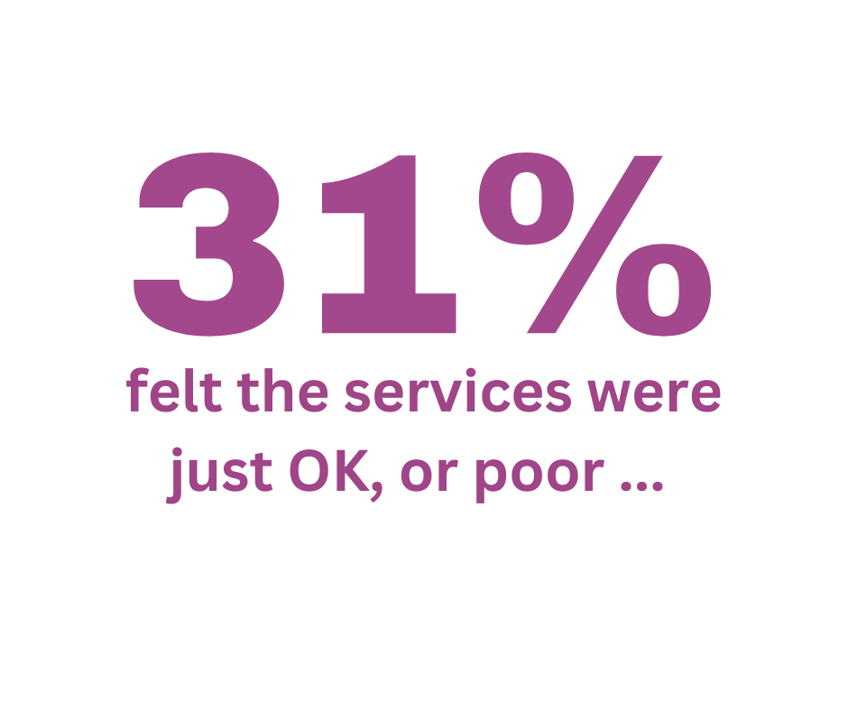 31% felt teh services were justOK, or poor ...